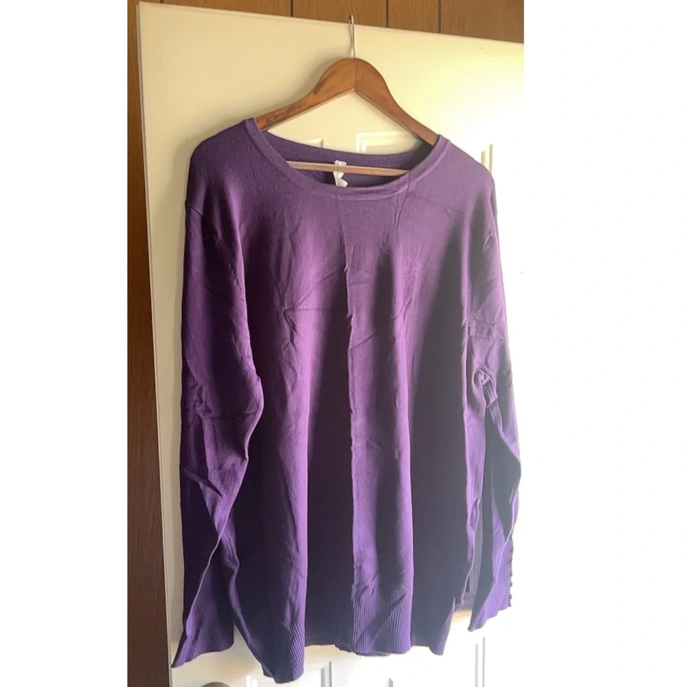 Zenana Outfitters Long Sleeve Crewneck Pullover Sweater Purple‎ 3X Plus Size